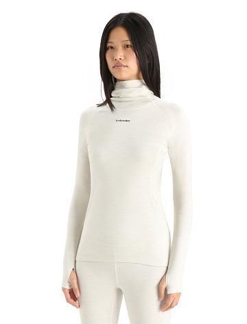 Icebreaker MerinoFine™ Long Sleeve Roll Neck Naisten Base Layers Valkoinen | FI 1895ZUTG